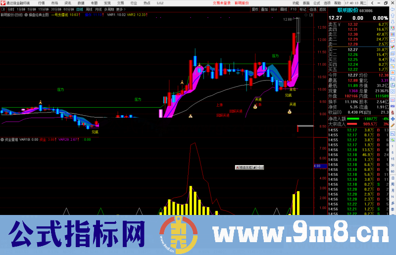 通达信资金量堆指标公式源码副图