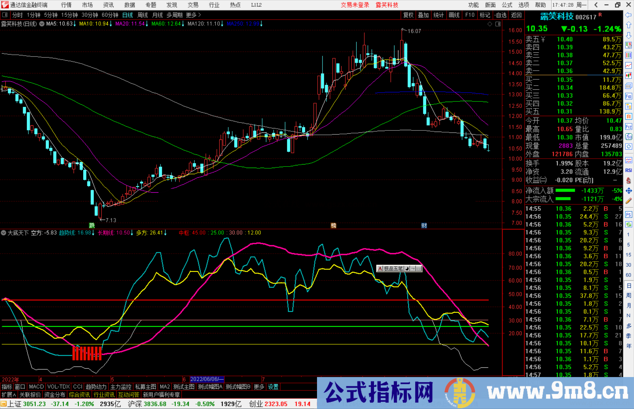 通达信大底天下指标公式一旦信号出现 不是绝底就是次底源码