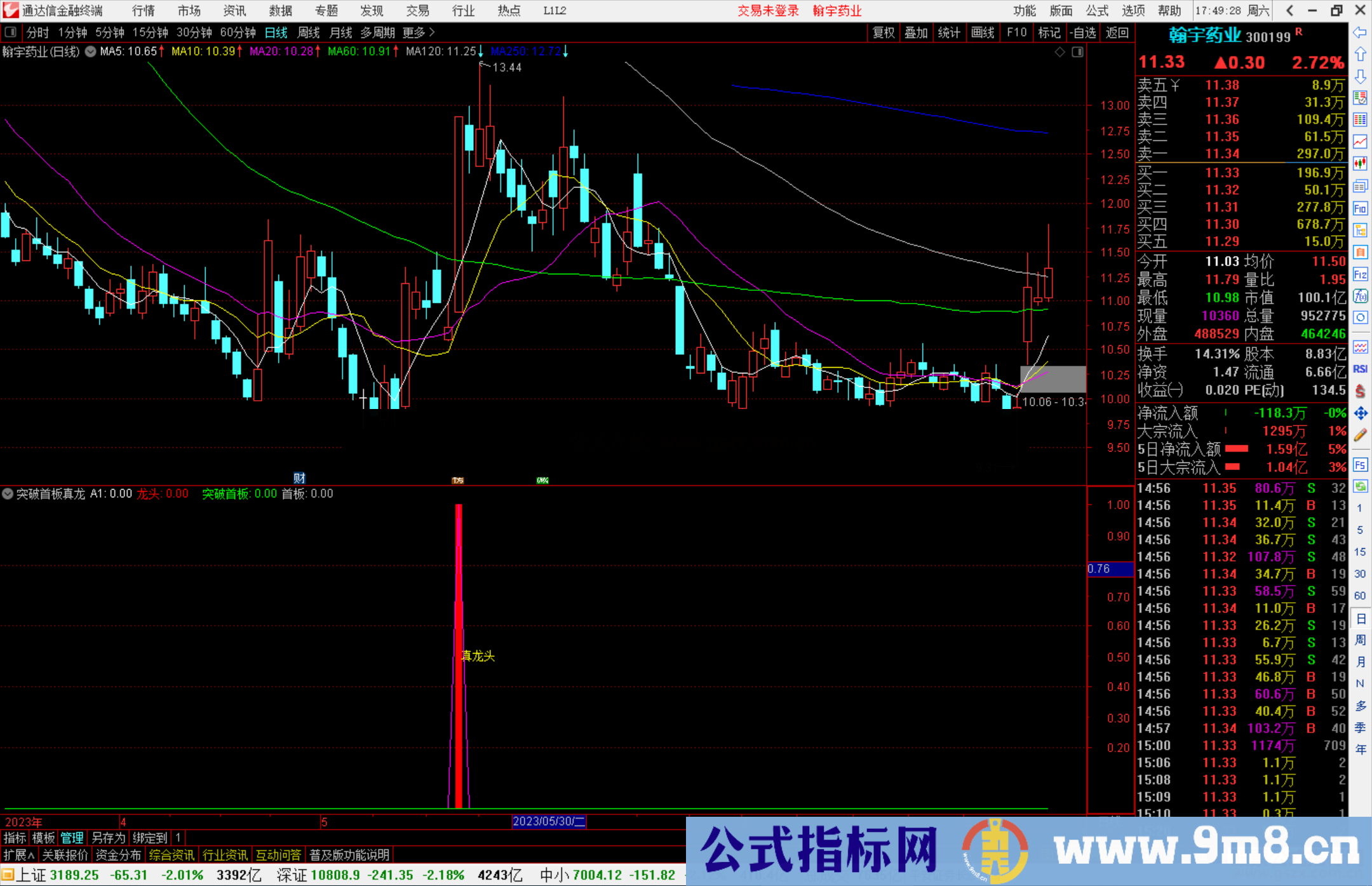 通达信突破首板真龙指标公式源码