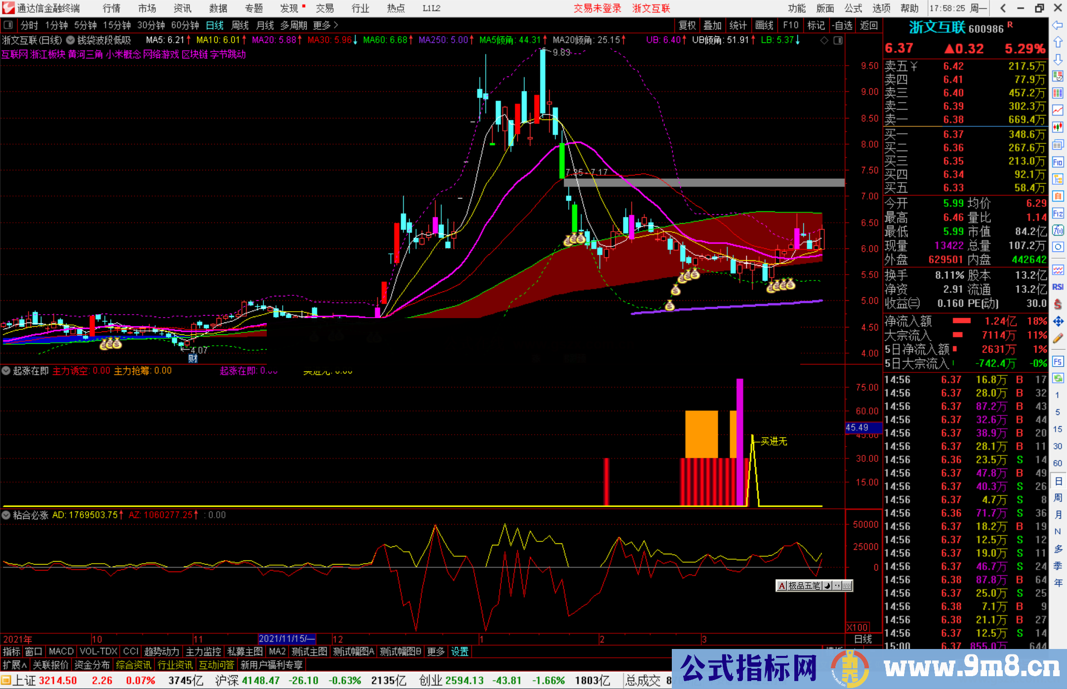 通达信钱袋波段低吸主图指标源码 