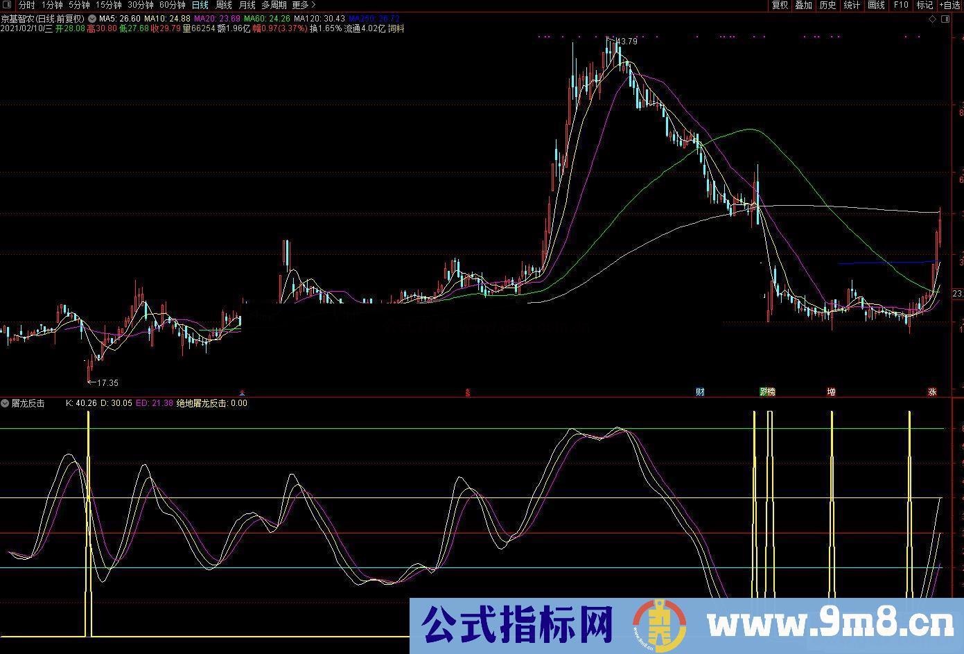 通达信胜率超级高精华 绝地屠龙反击副图/选股预警源码