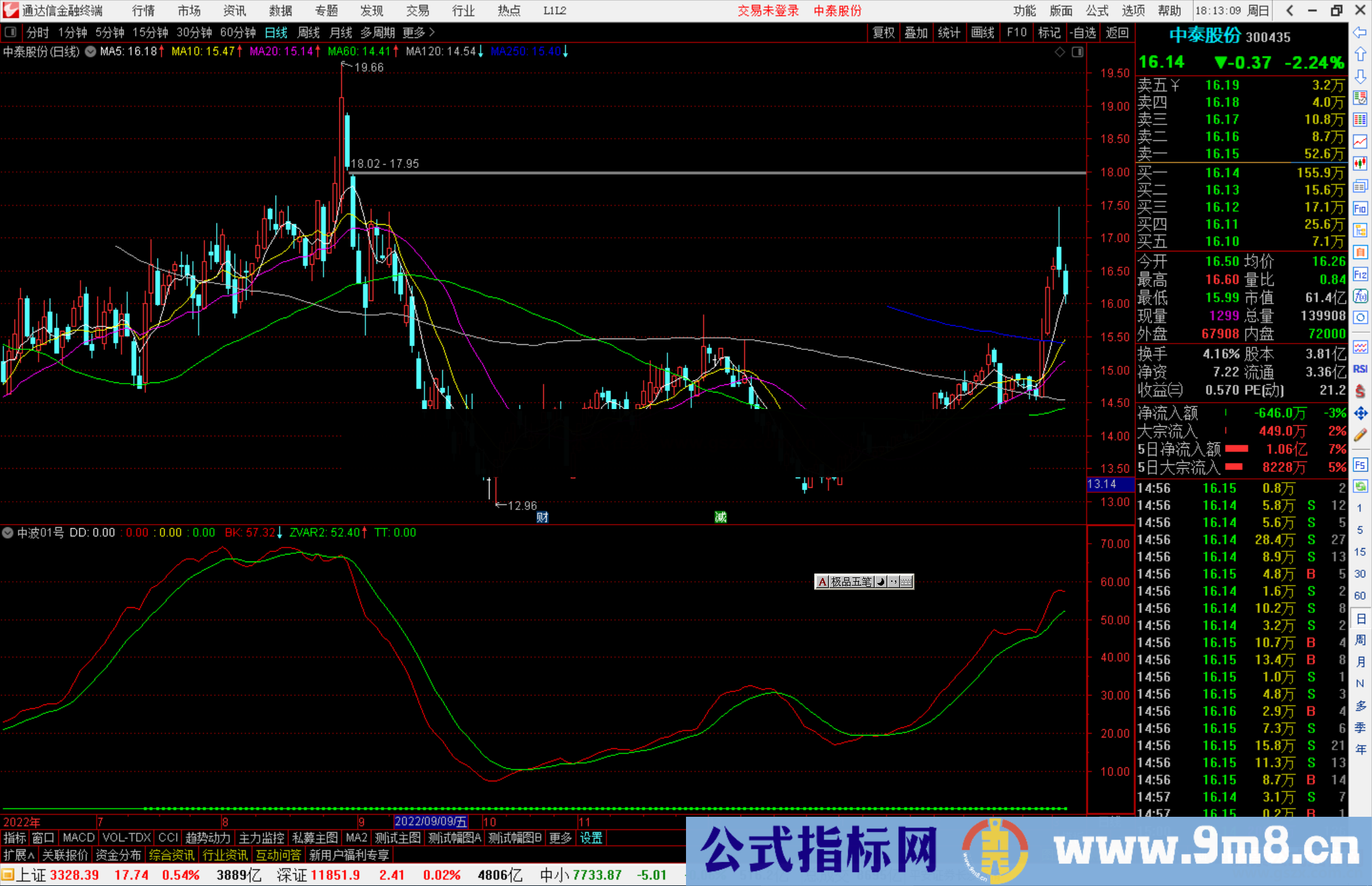 通达信中波01号指标公式源码副图