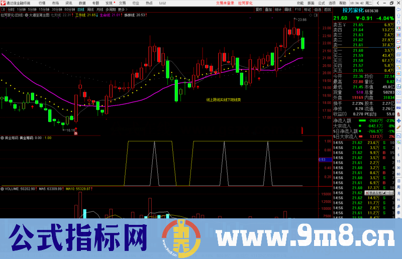 通达信黄金筹码副图指标公式源码