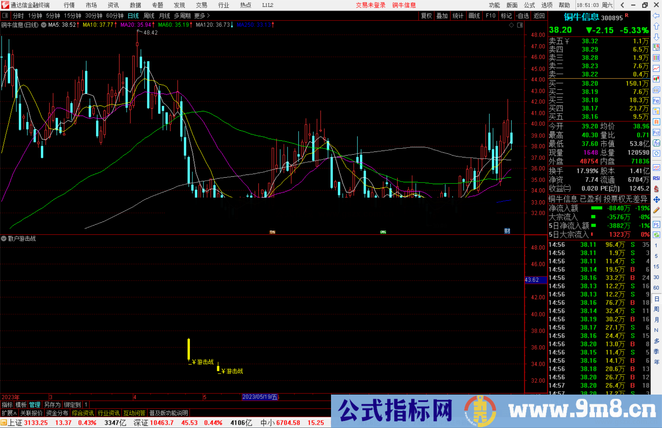 通达信散户游击战指标副图 码