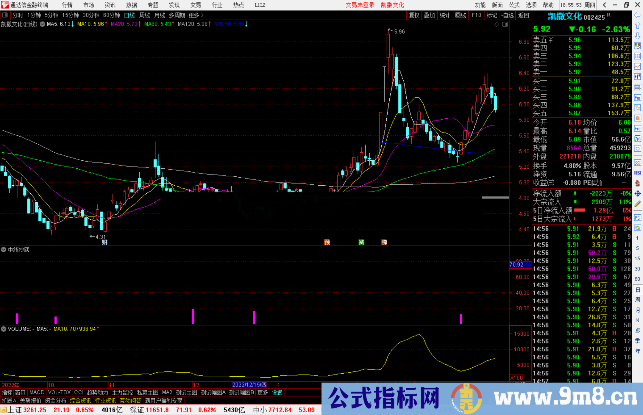 通达信中线抄底副图公式源码