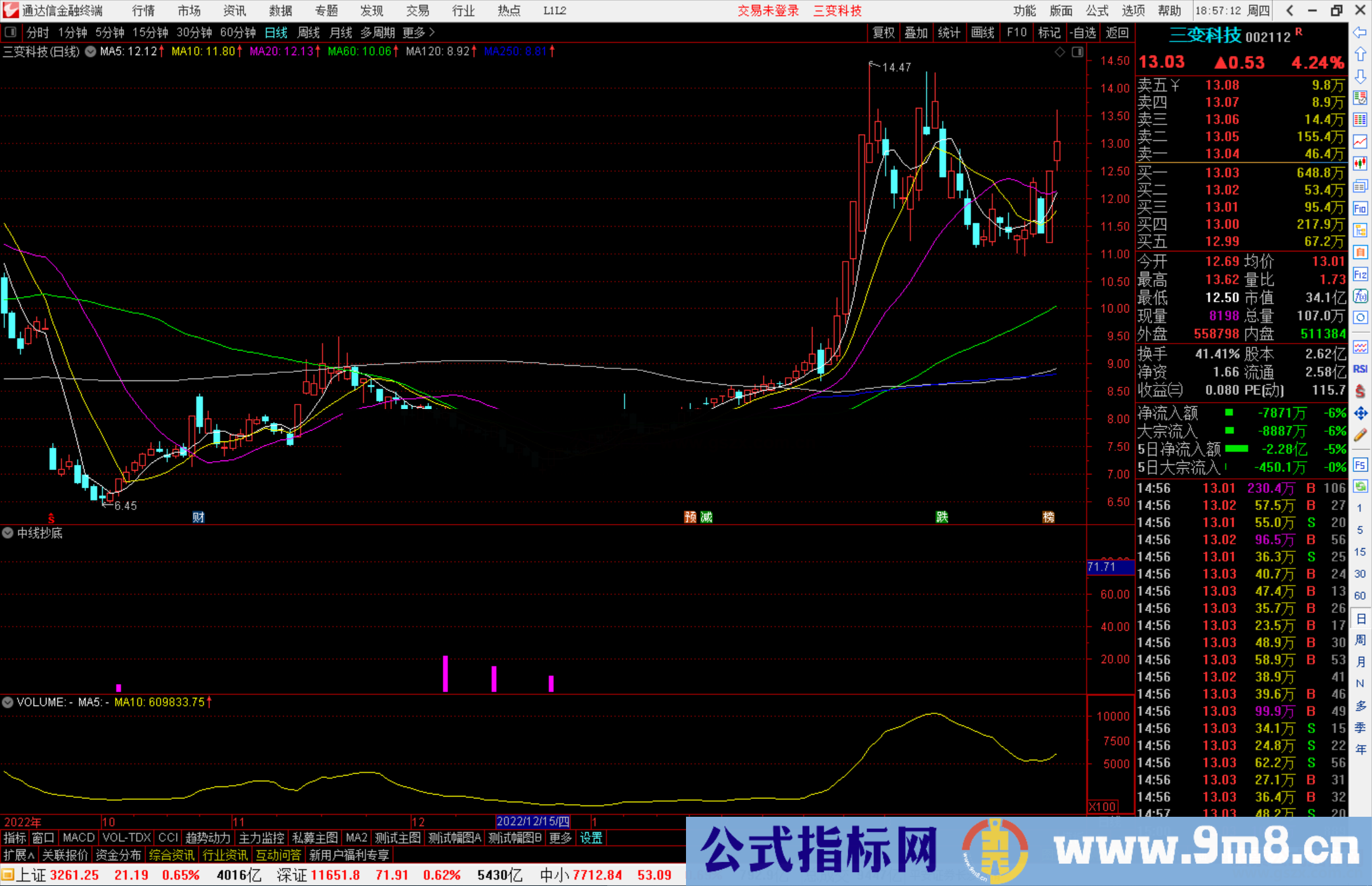 通达信中线抄底副图公式源码