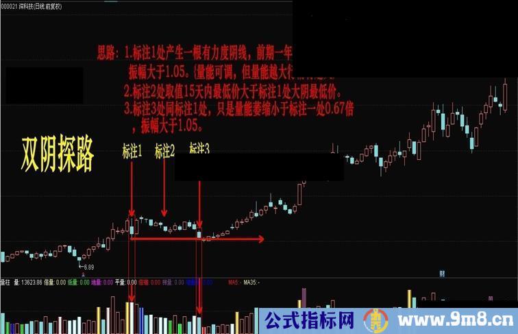 通达信鹏腾2009版双阴探路主图幅图选股源码