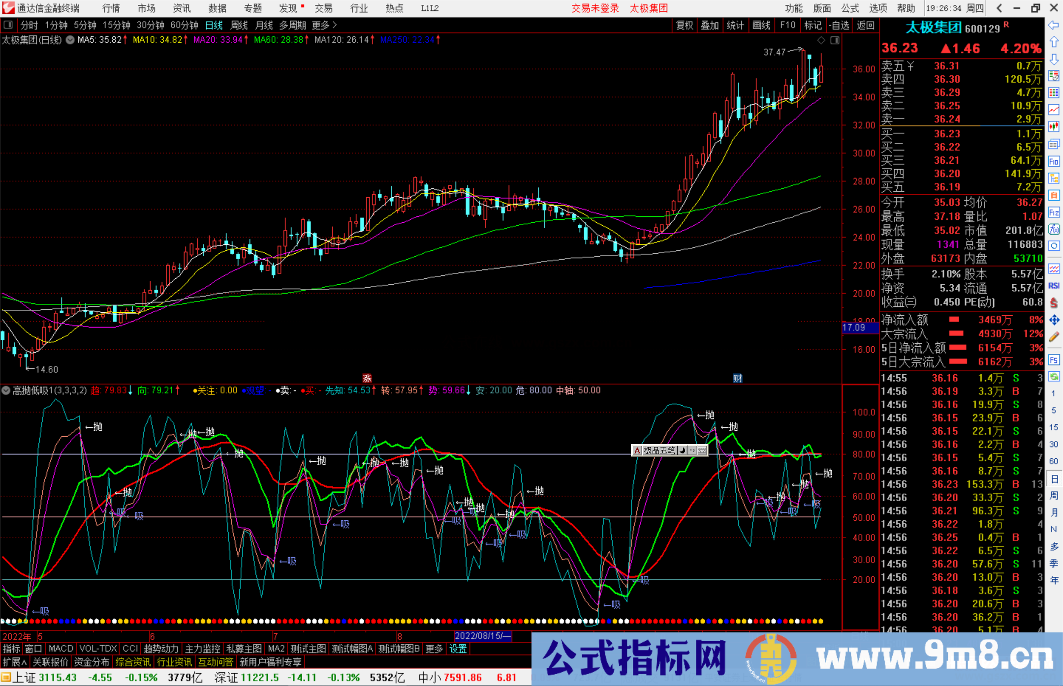 通达信高抛低吸副图有买卖信号源码