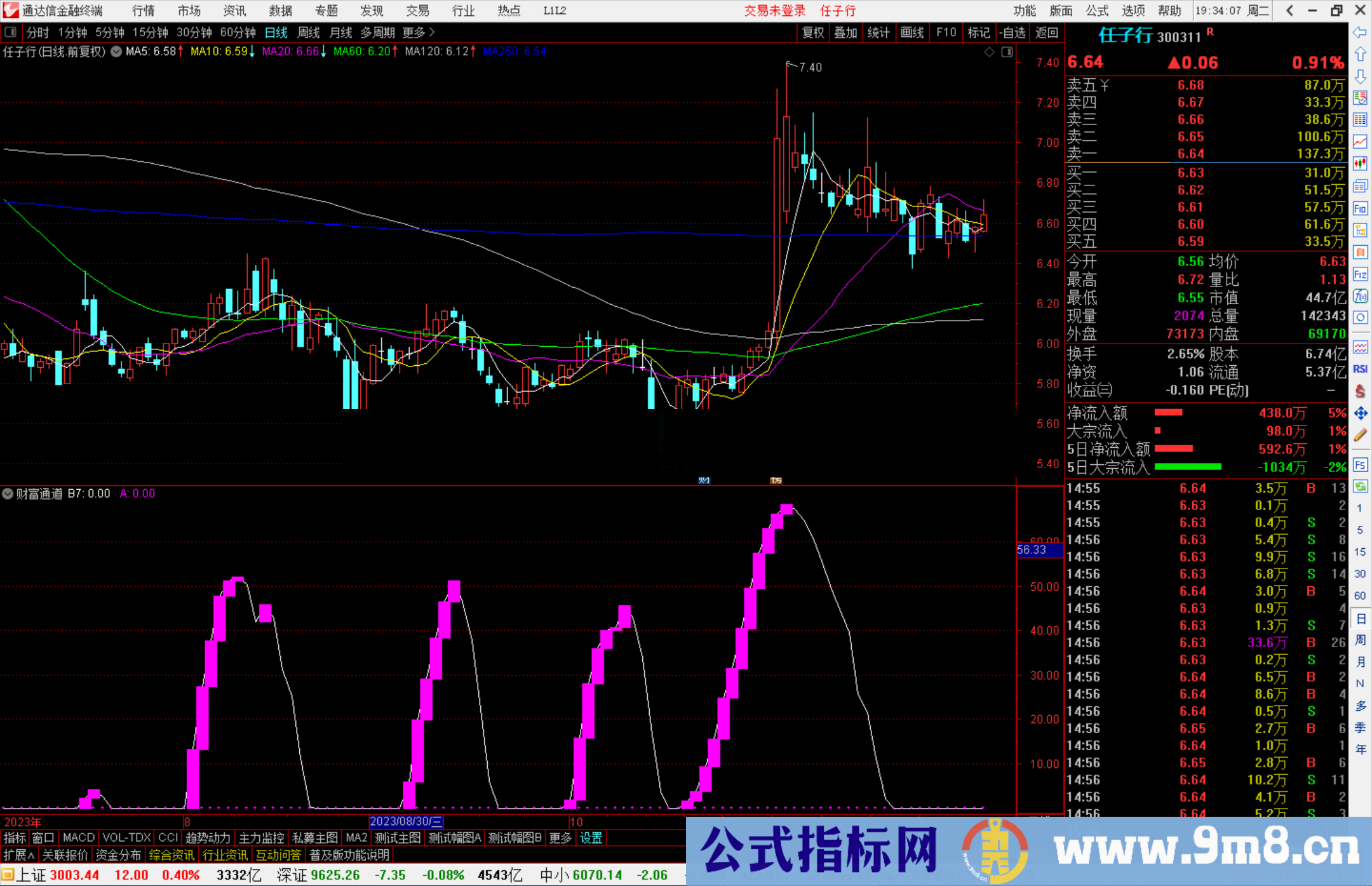 通达信智慧王私募版之十四财富通道指标公式源码副图