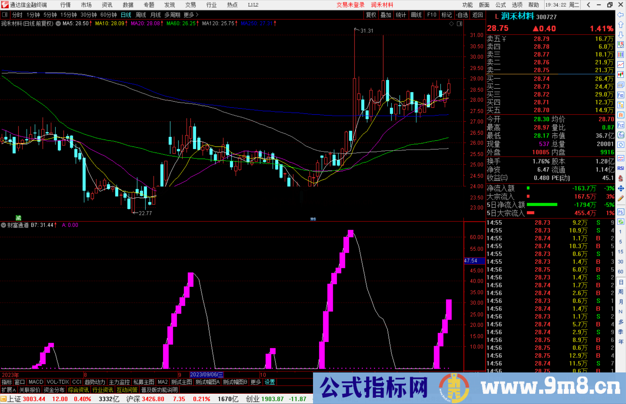 通达信智慧王私募版之十四财富通道指标公式源码副图