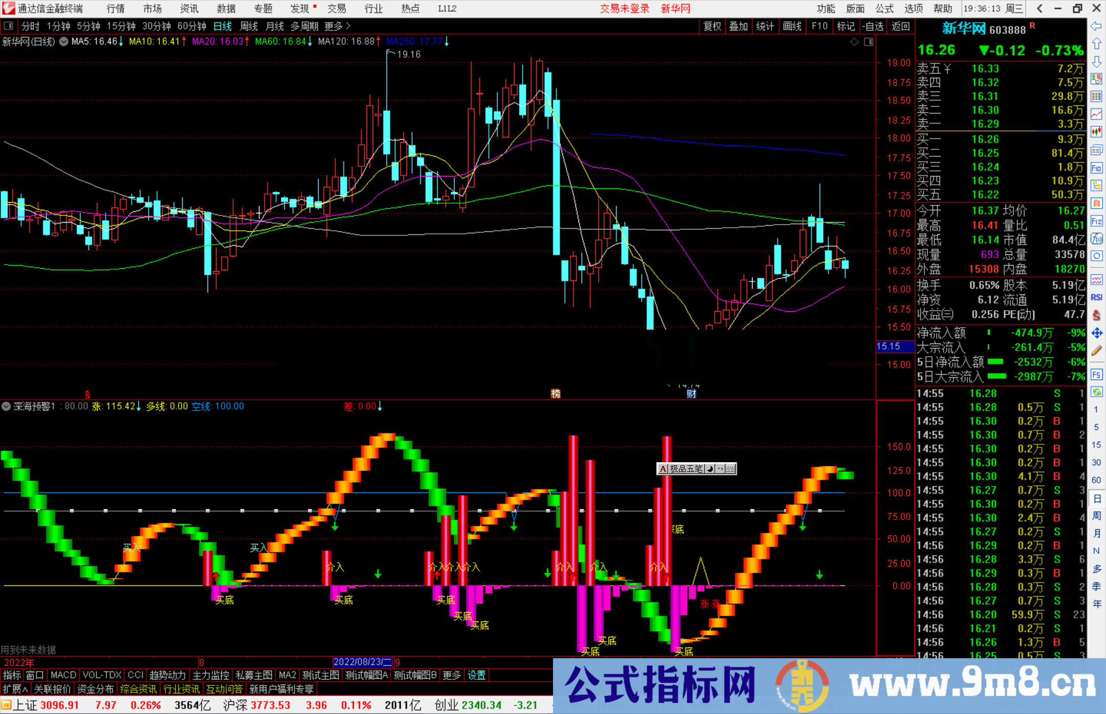 通达信 深海预警指标公式源码副图