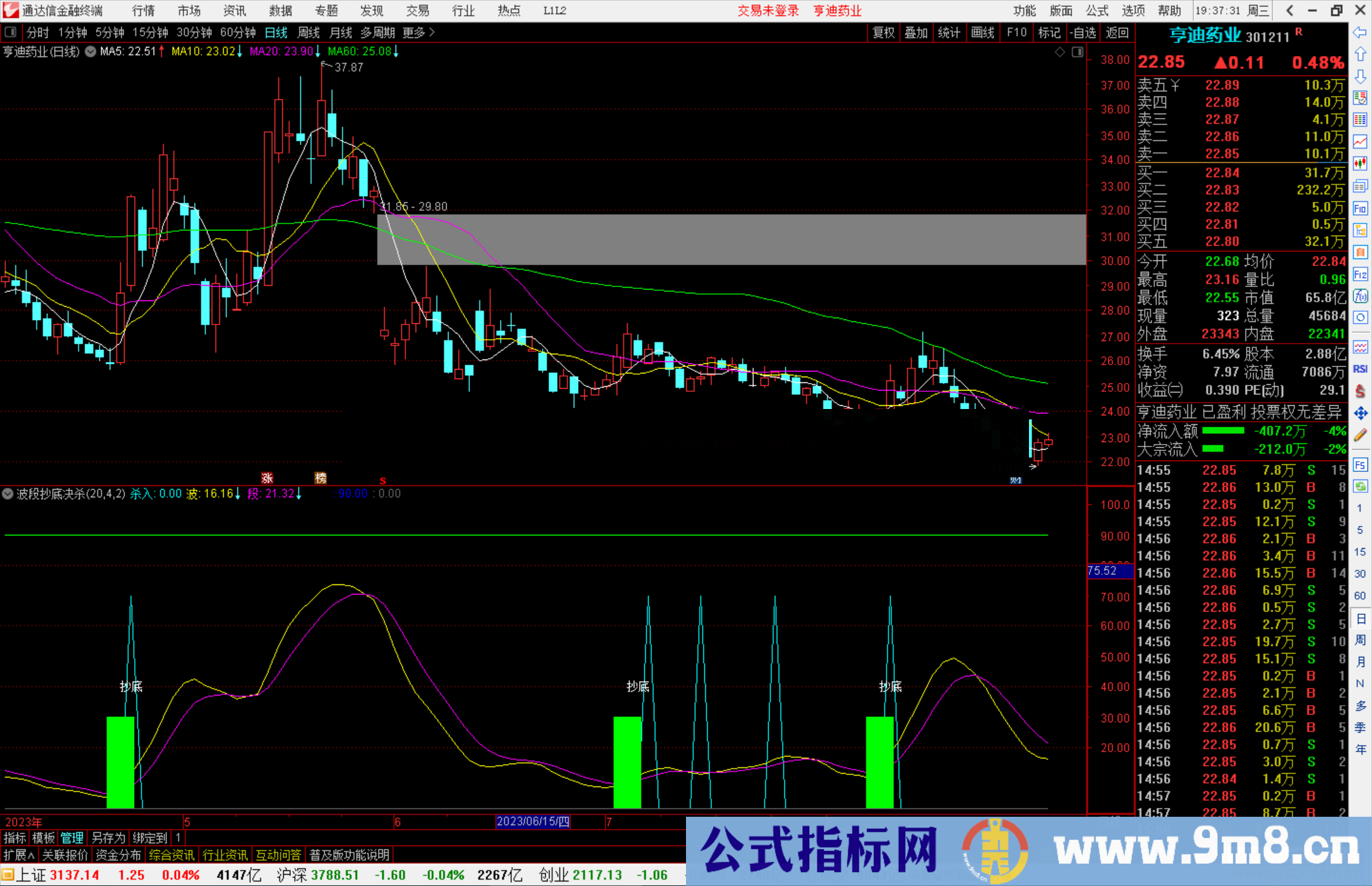 通达信波段抄底决杀指标公式副图源码