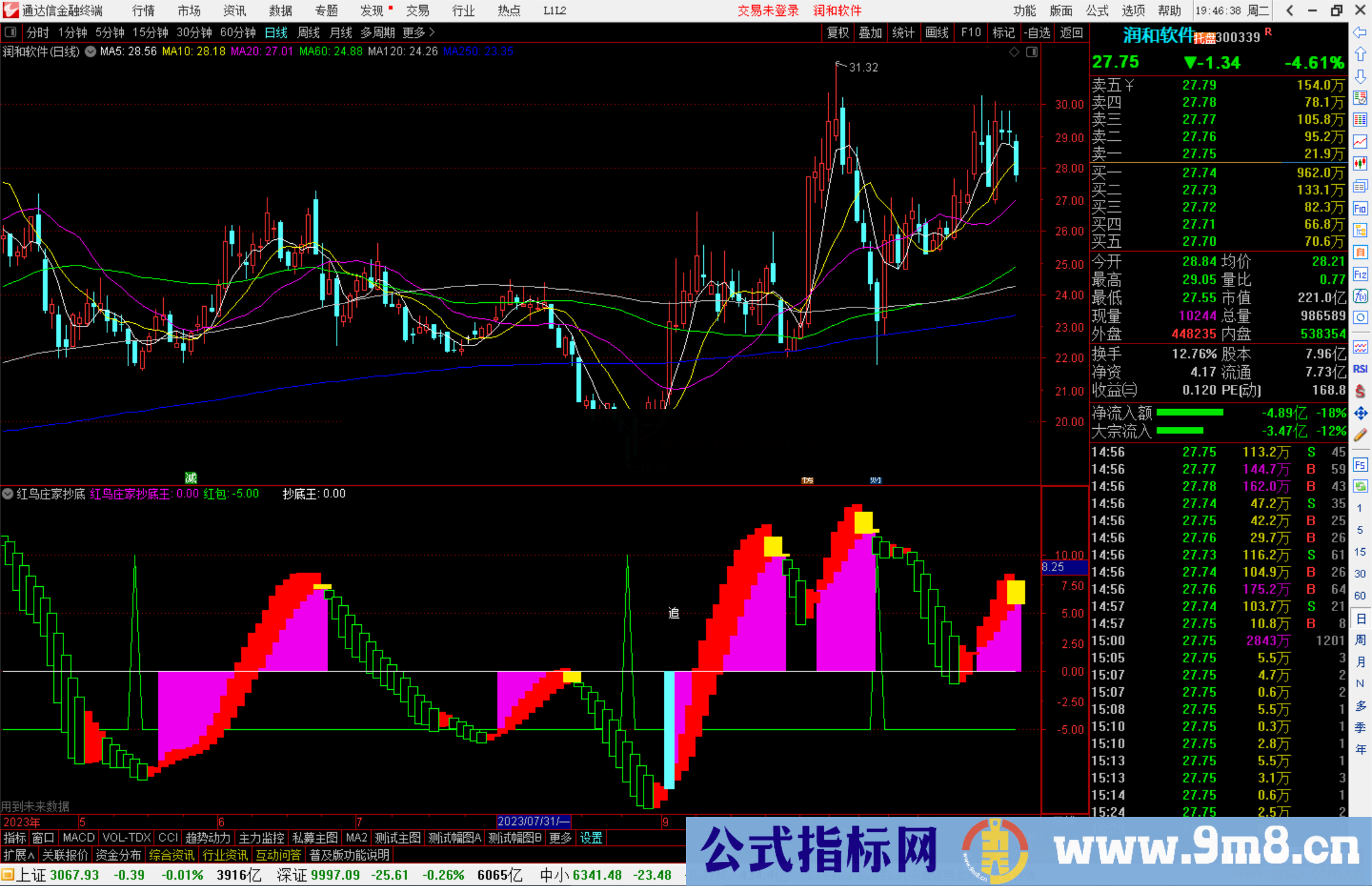 通达信红鸟庄家抄底王指标公式源码副图