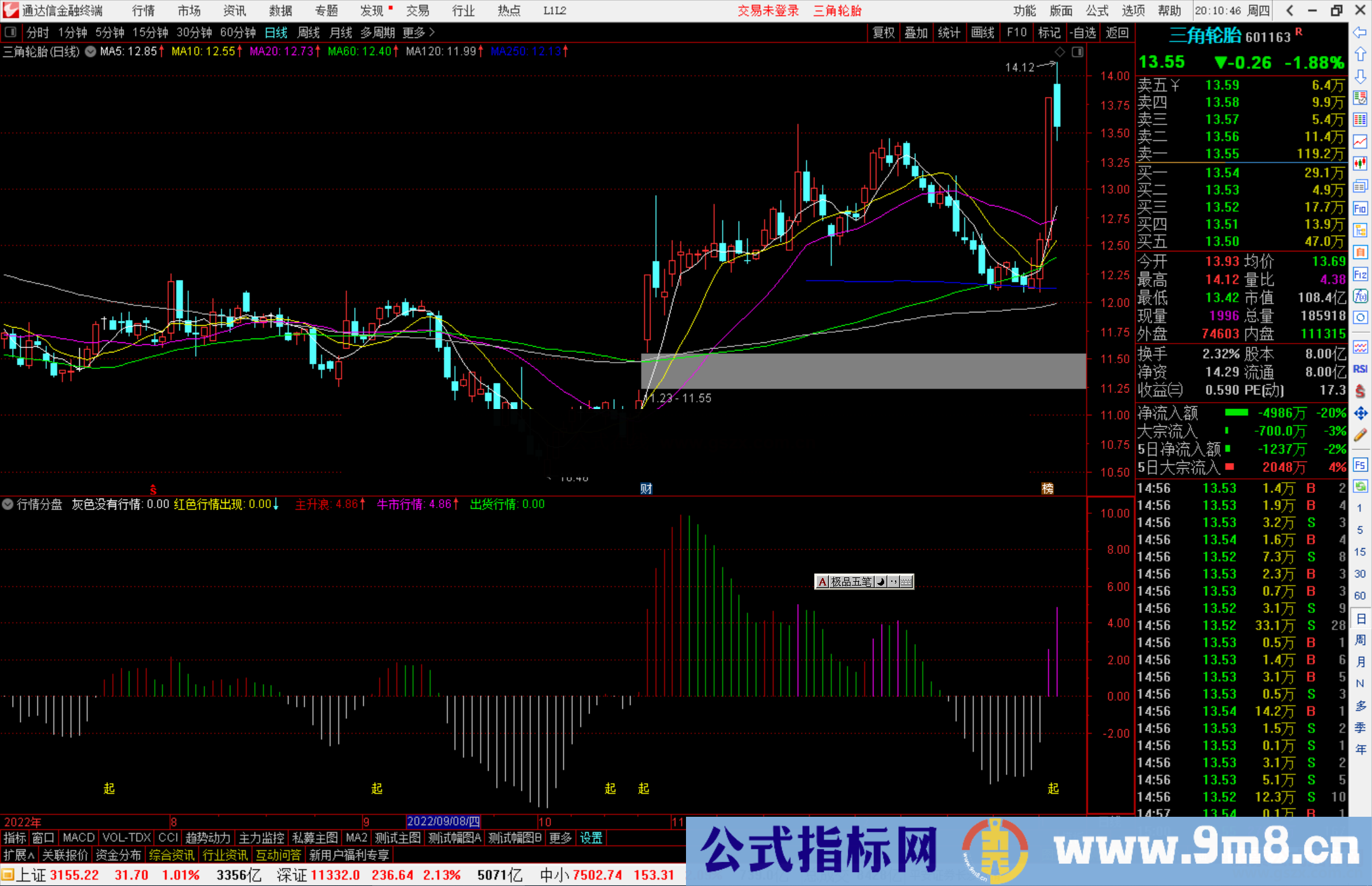 通达信行情分盘指标公式源码副图