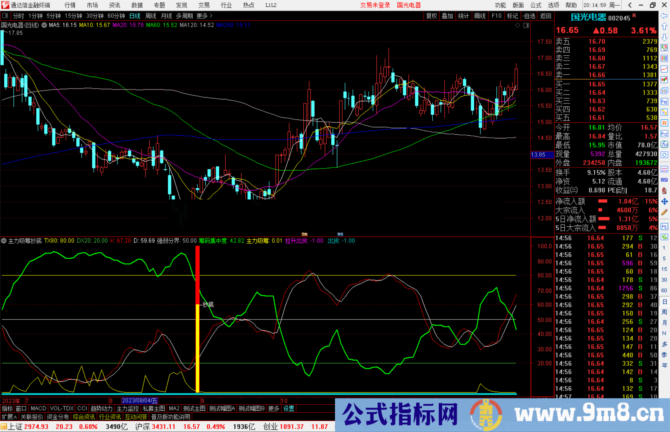 通达信主力吸筹抄底指标公式源码副图