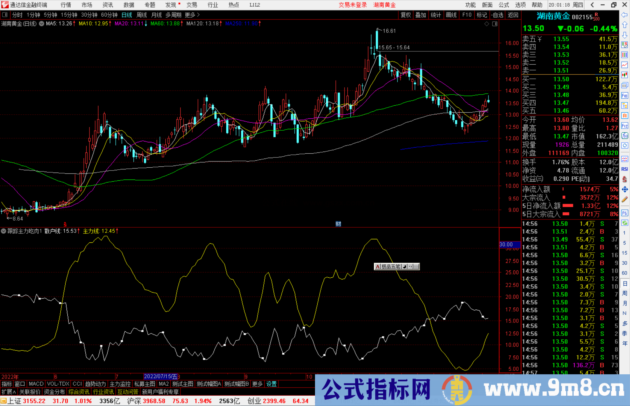 通达信跟踪主力吃肉指标公式源码