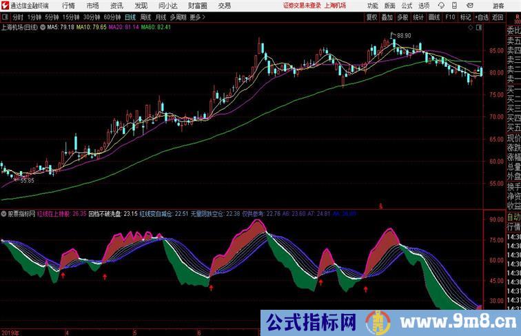 红白持仓红绿彩带波段副图指标