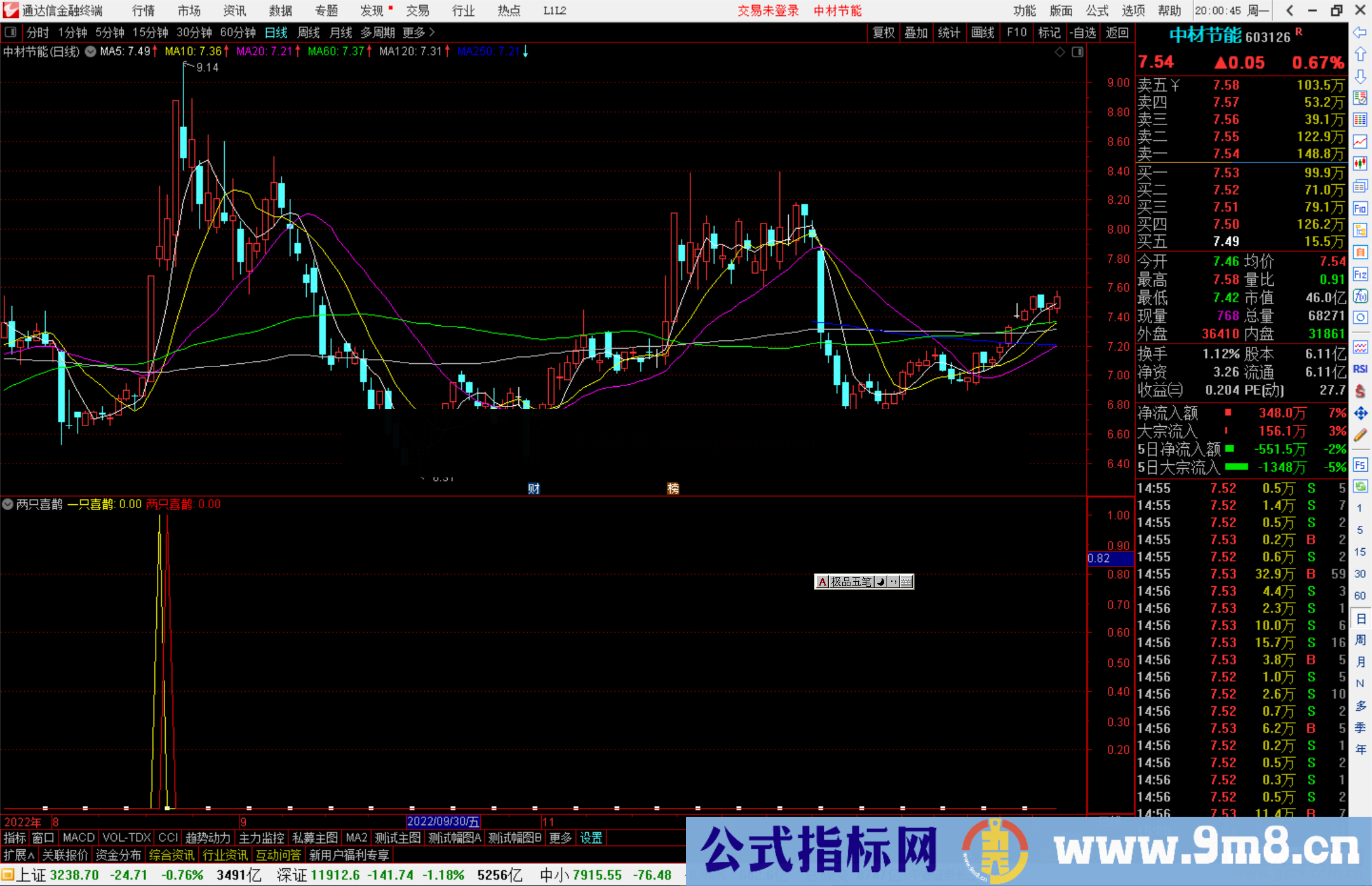 通达信两只喜鹊指标公式源码副图