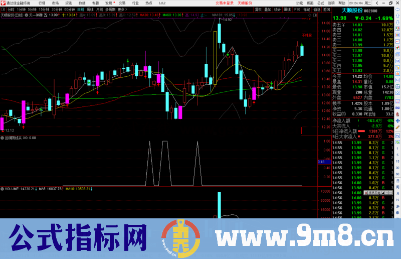 通达信精准回调阴线买副图/选股预警源码