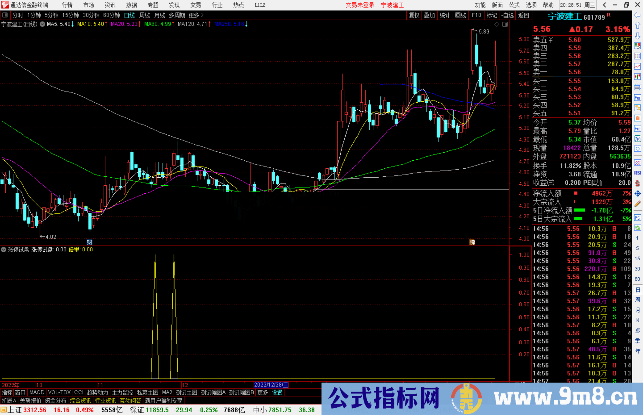 通达信涨停试盘指标公式源码副图