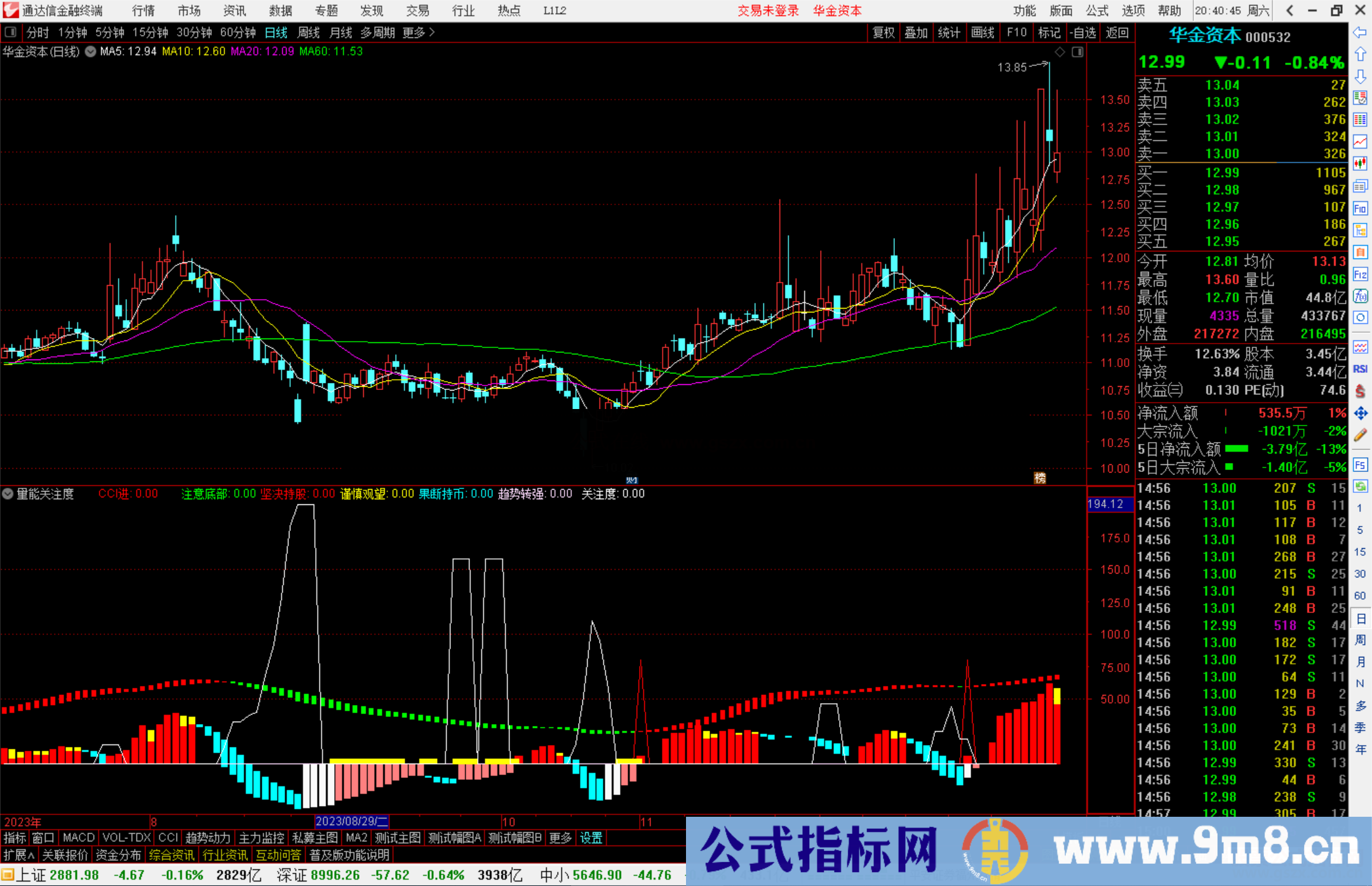 通达信量能关注度指标公式源码副图