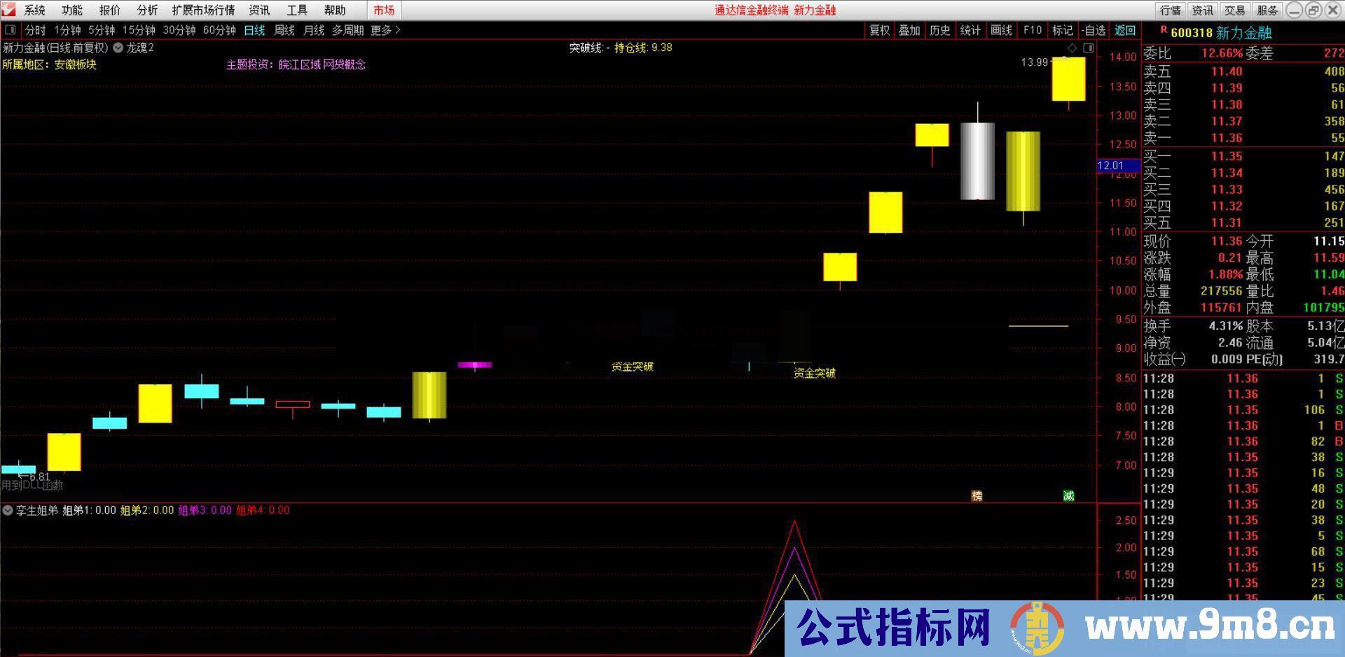 通达信孪生姐弟,抄底精品公式 成功率高（副图 选股 源码）公式没未来函数