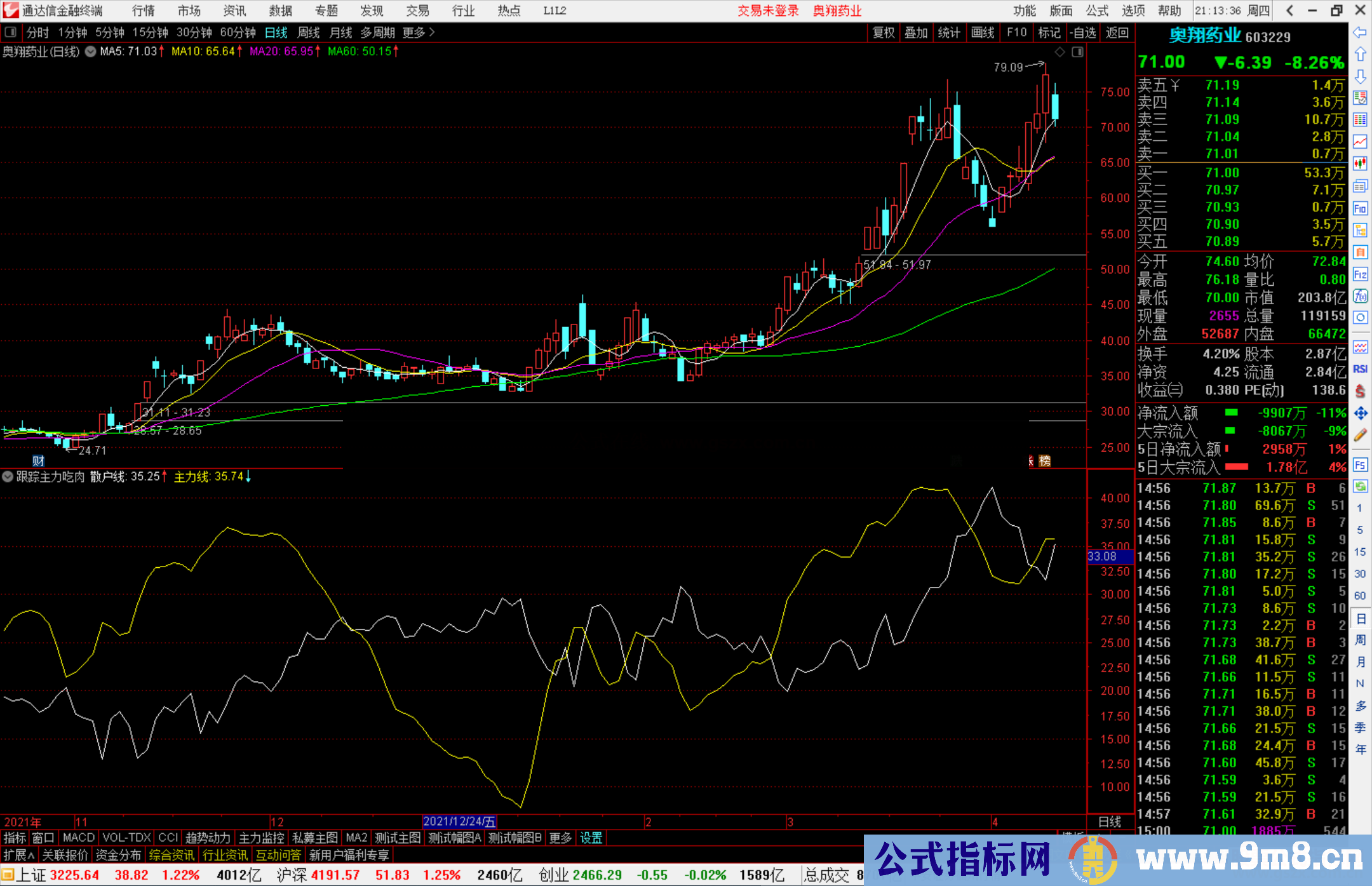 通达信主力建仓副图指标 跟踪主力喝酒吃肉 有机会斩获40cm以上 源码 附图