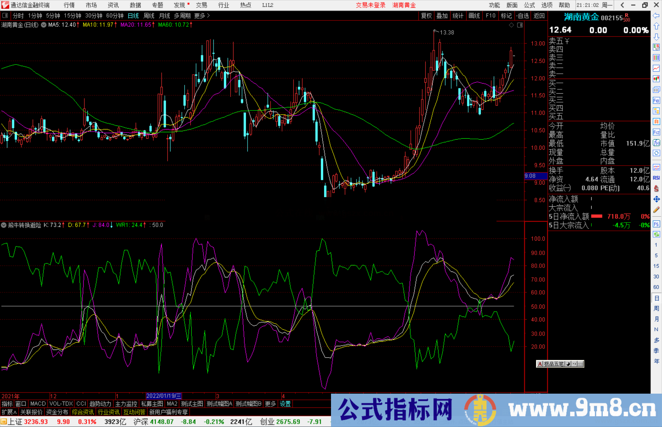 通达信熊牛转换避险副图指标 源码分享 附图