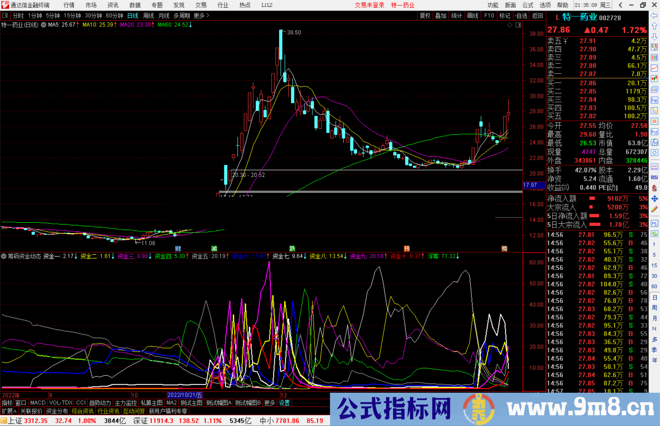 通达信筹码资金动态指标公式源码