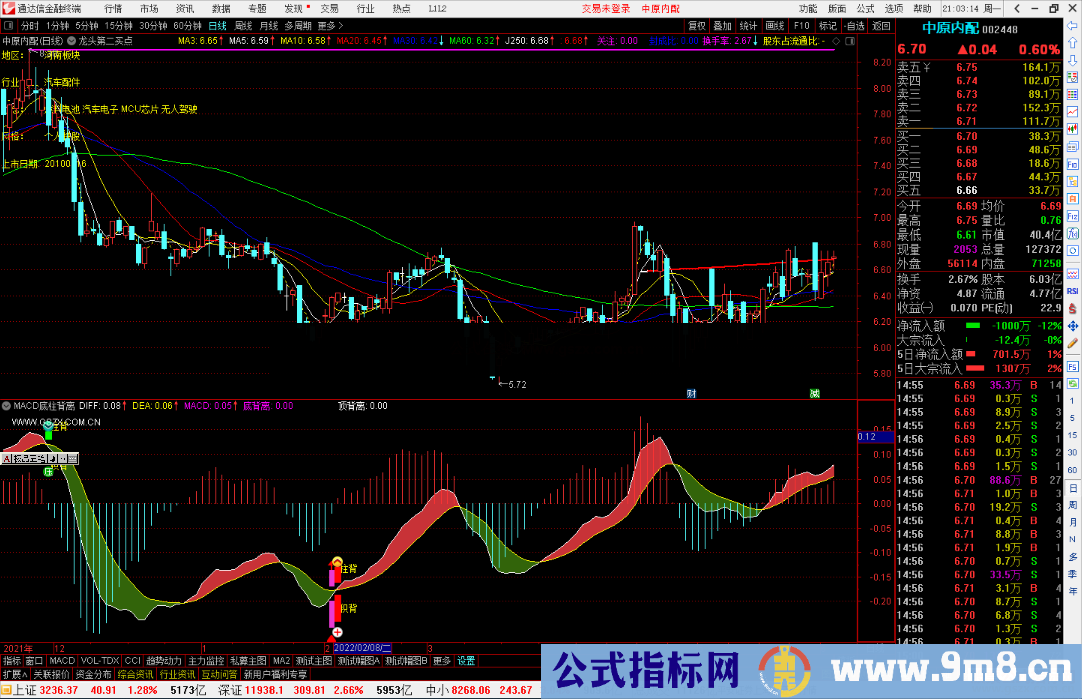 通达信MACD形态面积双背离副图指标源码分享