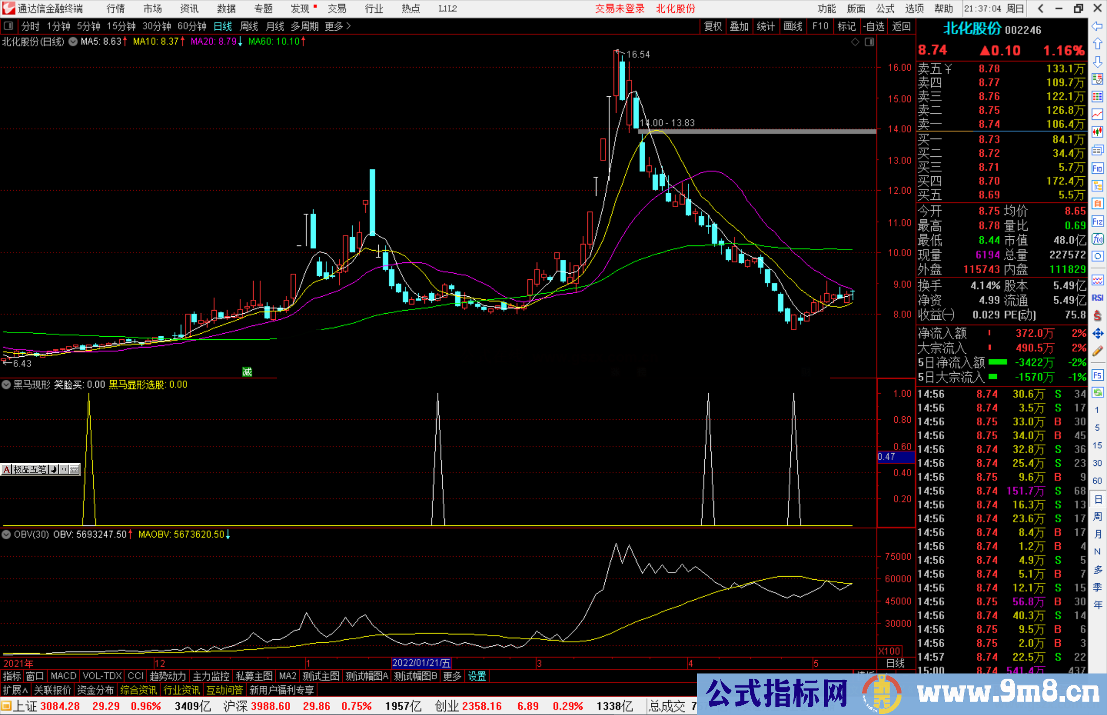 通达信黑马现形指标公式源码副图