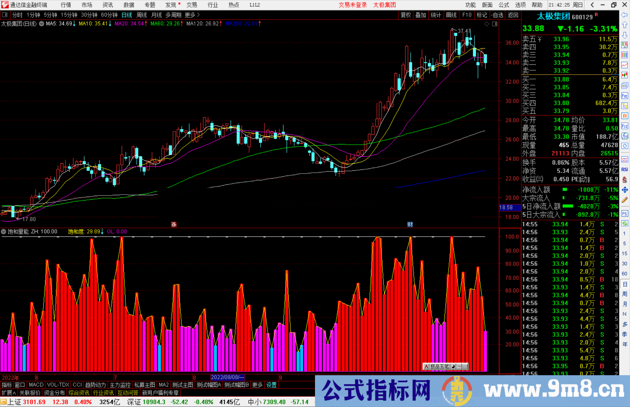 通达信饱和量能指标公式源码副图