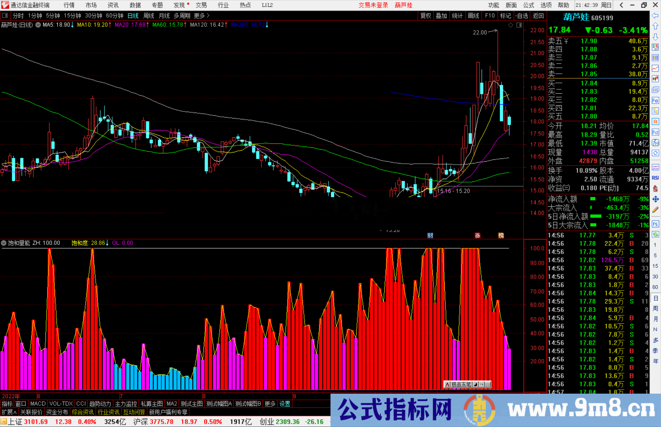 通达信饱和量能指标公式源码副图