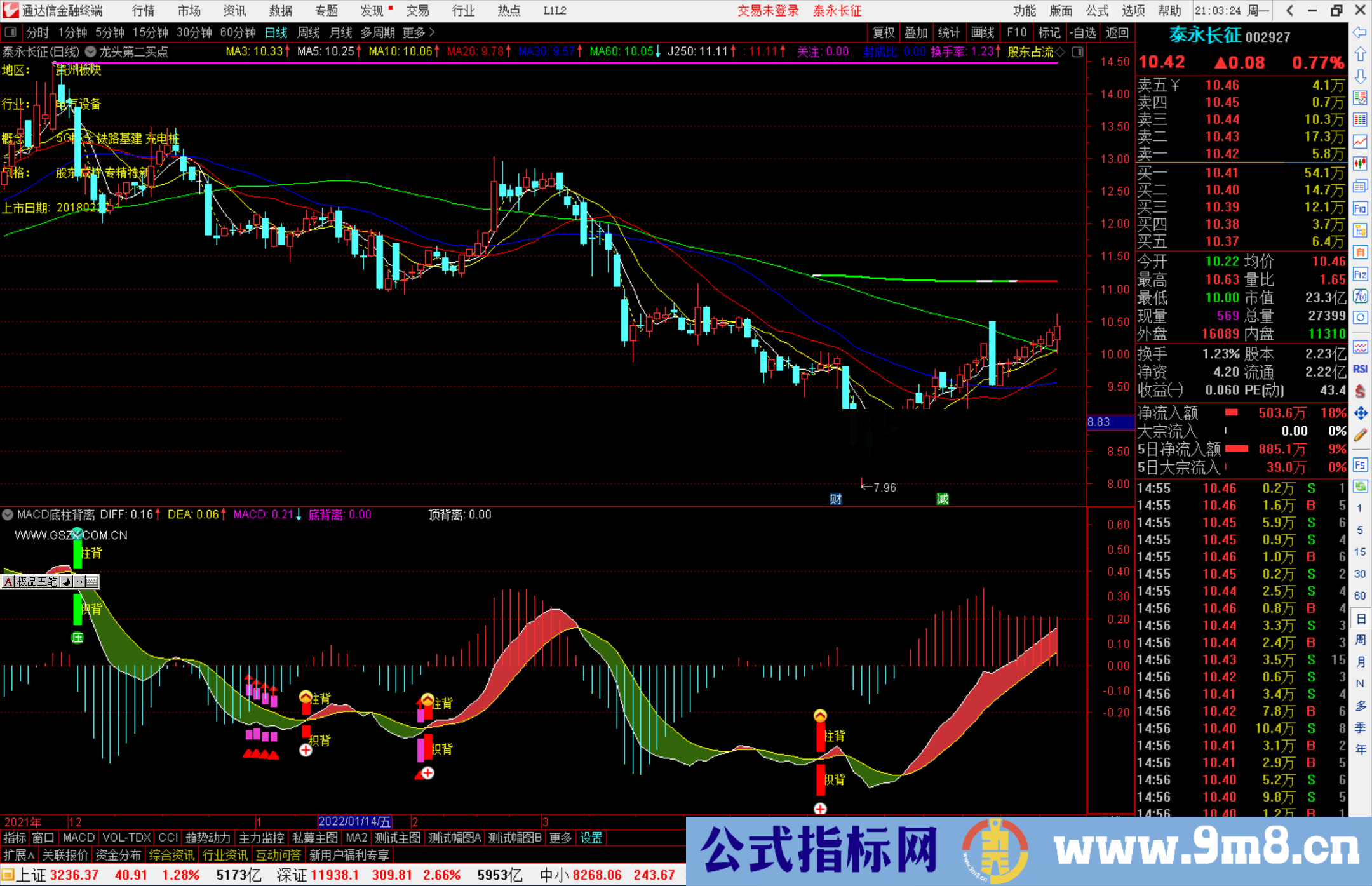 通达信MACD形态面积双背离副图指标源码分享