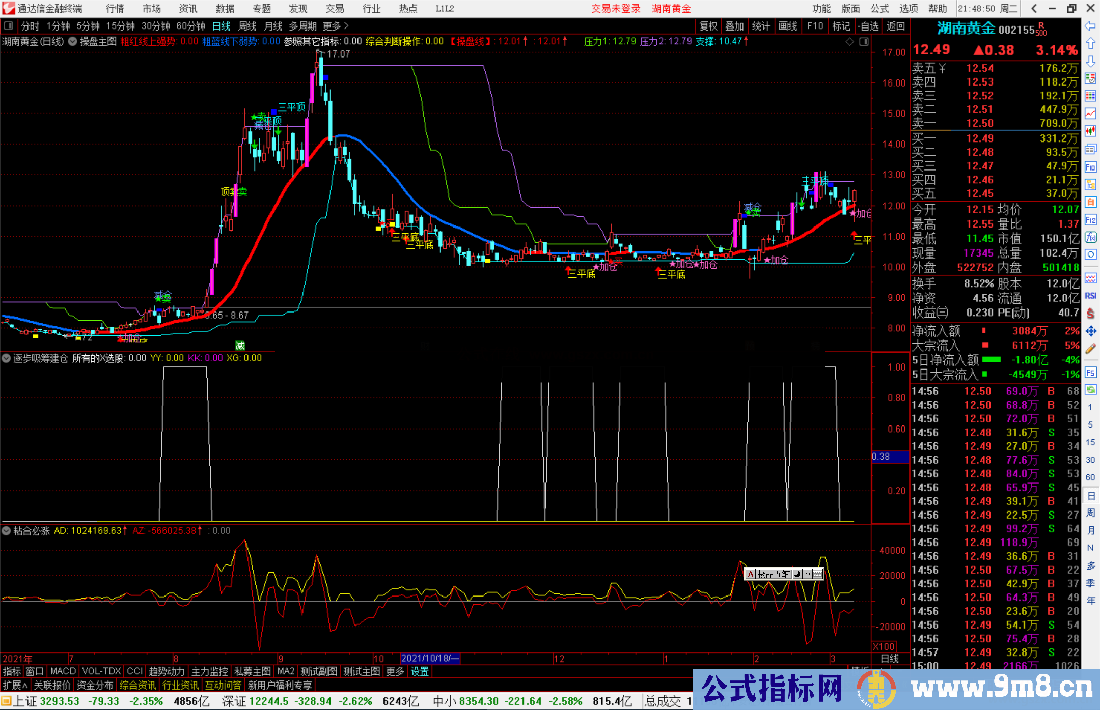 通达信逐步吸筹建仓副图/选股预警指标公式源码