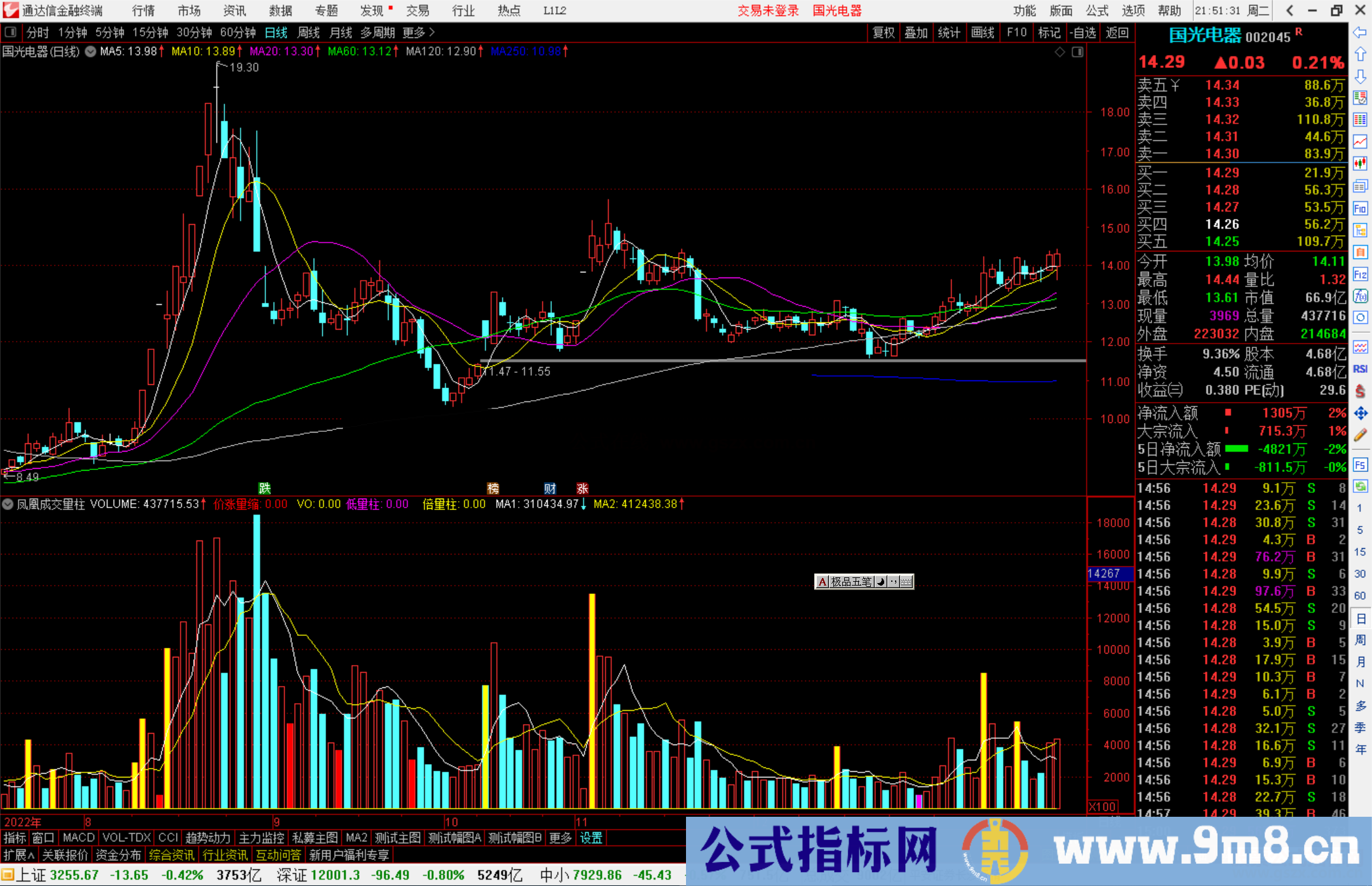 通达信凤凰成交量柱指标公式源码副图