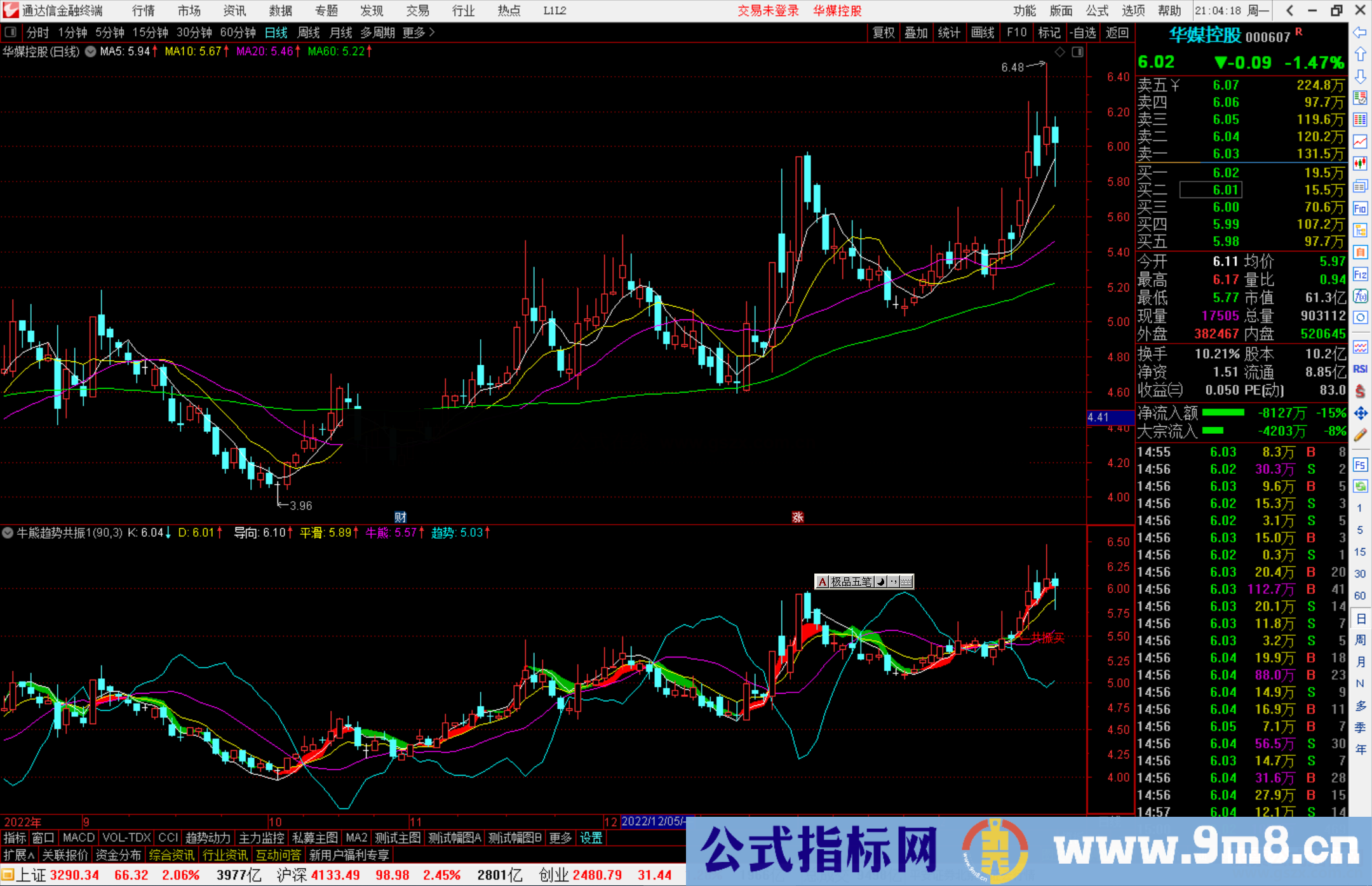 通达信牛熊趋势共振副图指标公式源码