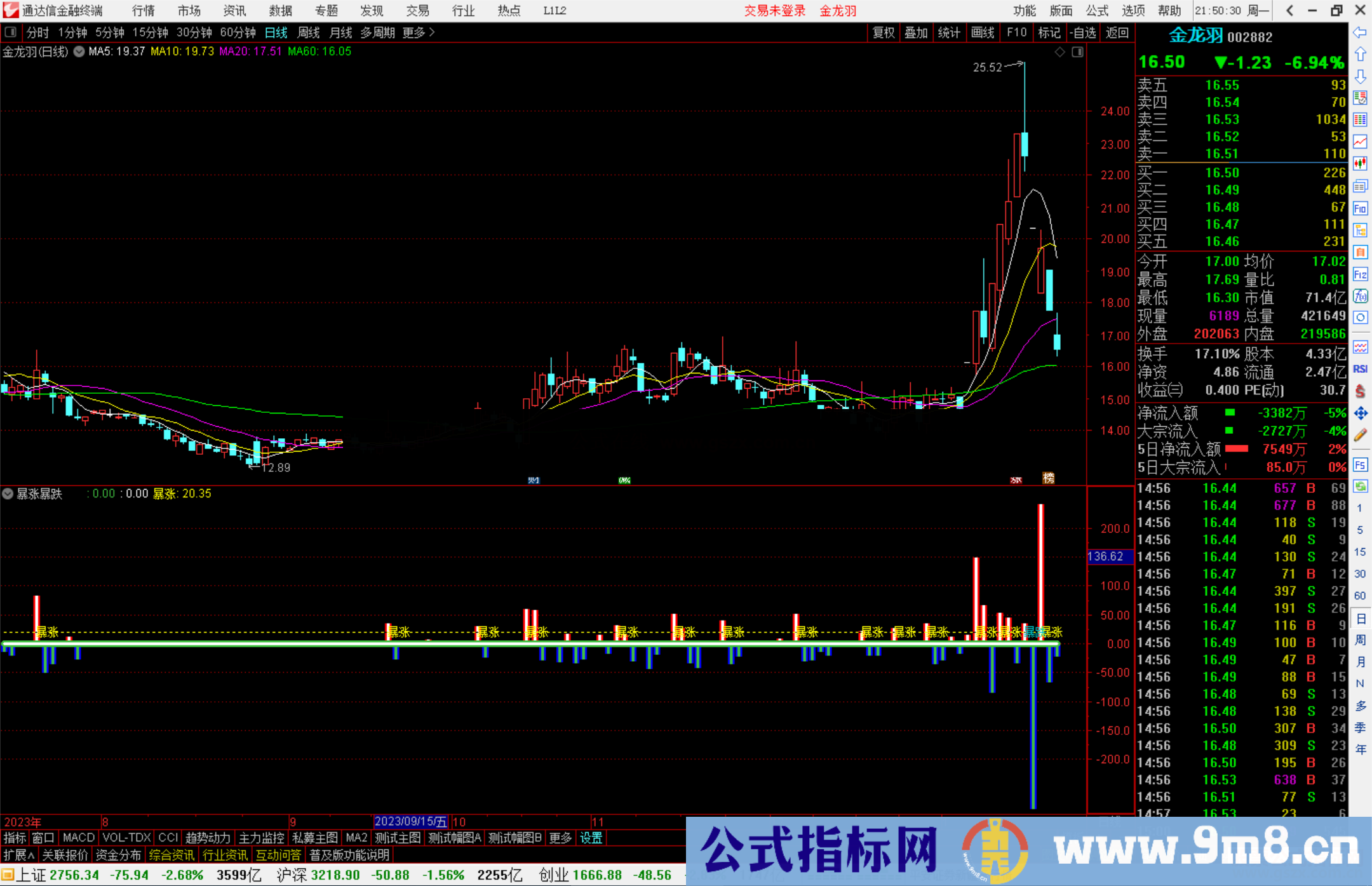 通达信暴涨暴跌指标公式源码副图