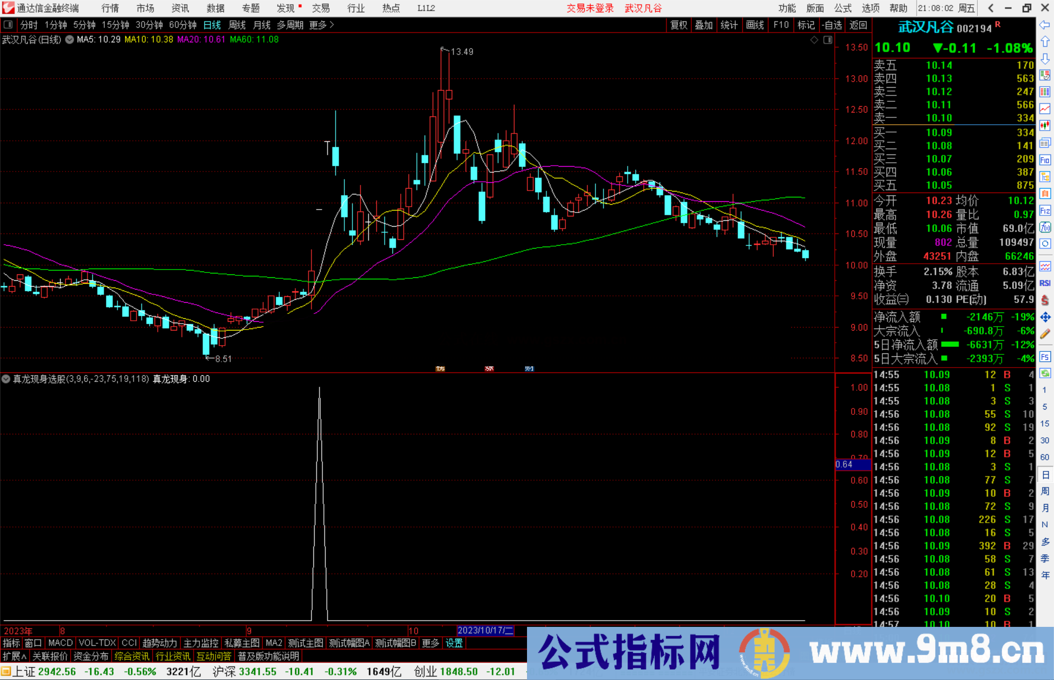 通达信真龙现身选股指标公式源码副图