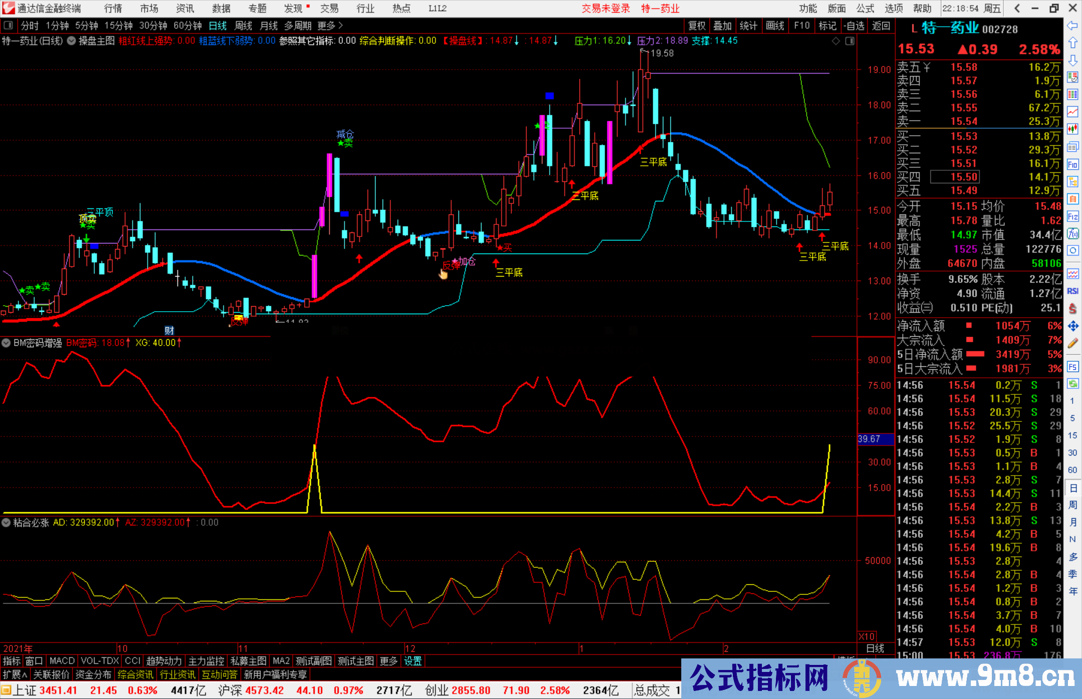 通达信BM密码增强副图指标公式源码