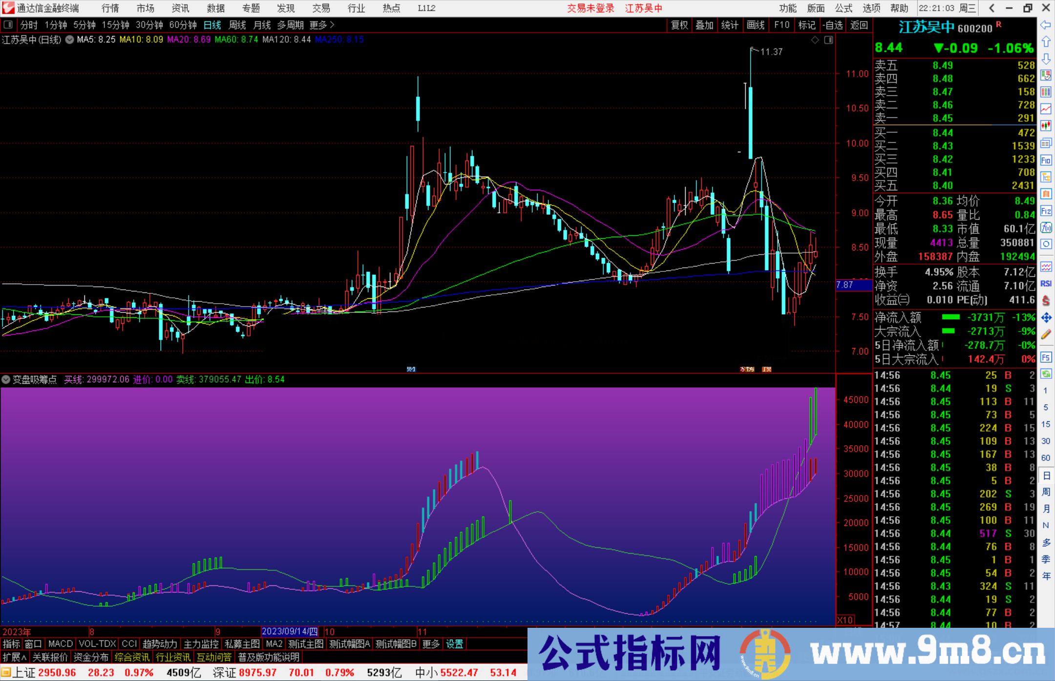 通达信变盘吸筹点指标公式源码副图