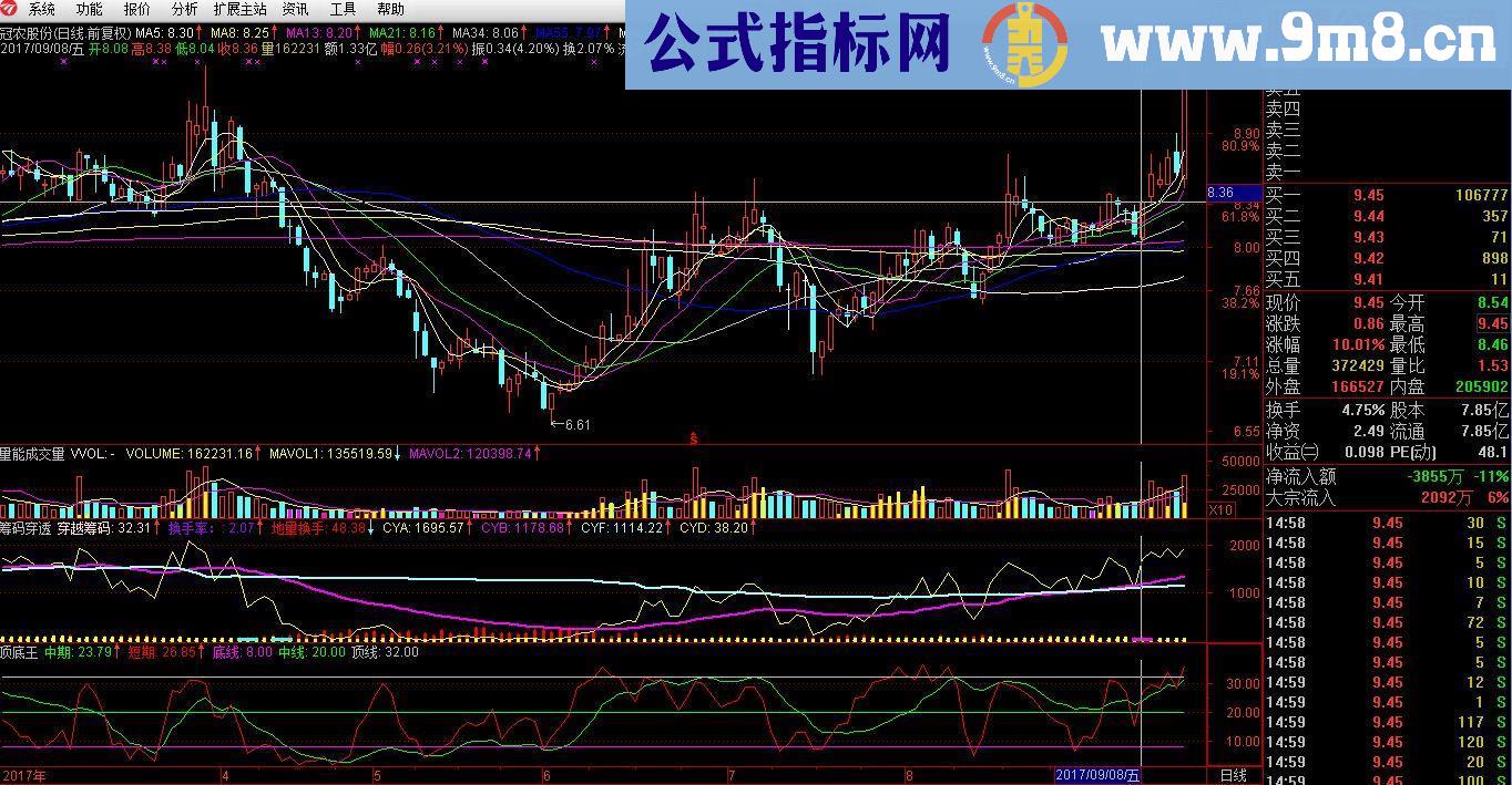 通达信筹码穿透+顶底王副图贴图