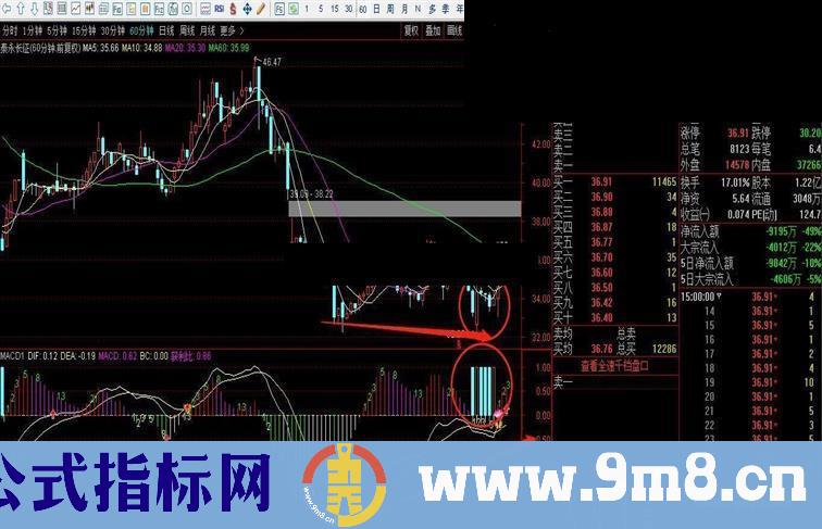 通达信MACD+神奇数字+挖坑=波段介入点 副图指标