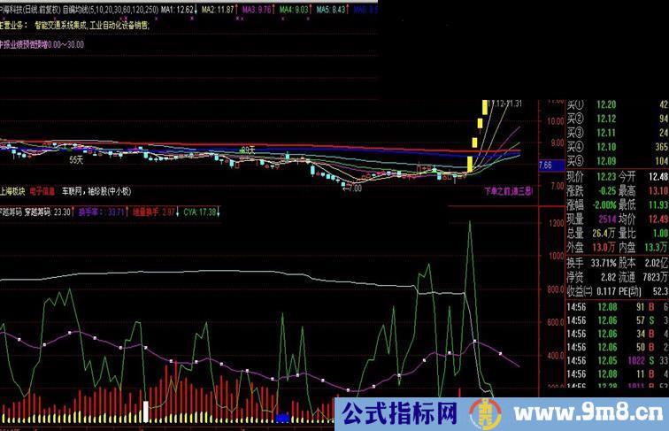 通达信穿越筹码副图指标公式