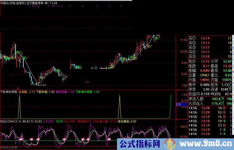 通达信下影单针探底副图 选股