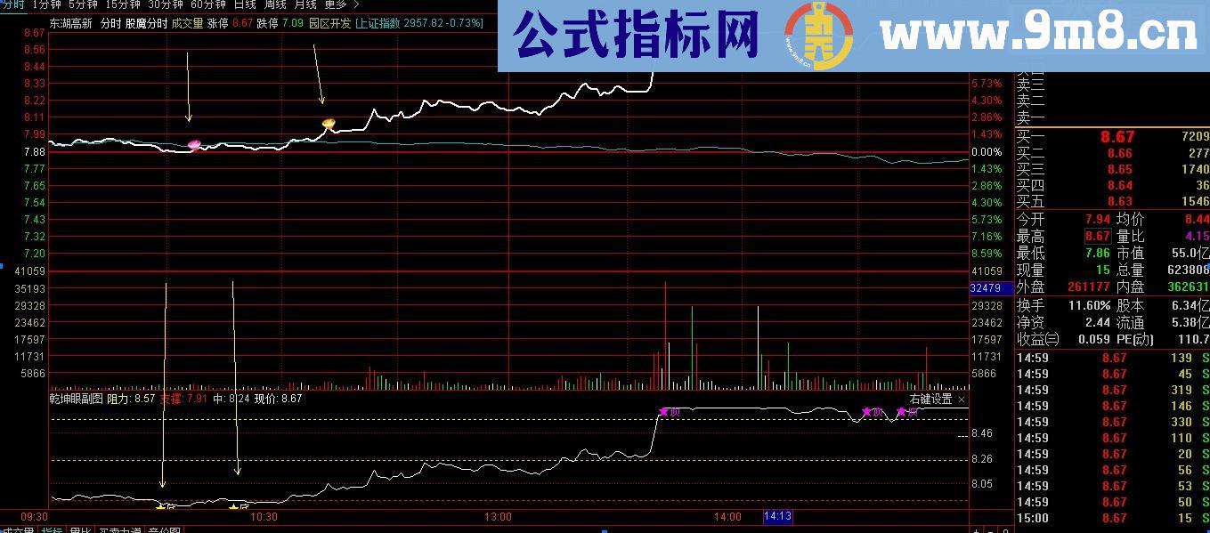 通达信股魔分时主图+乾坤眼指标分时主图/副图 贴图