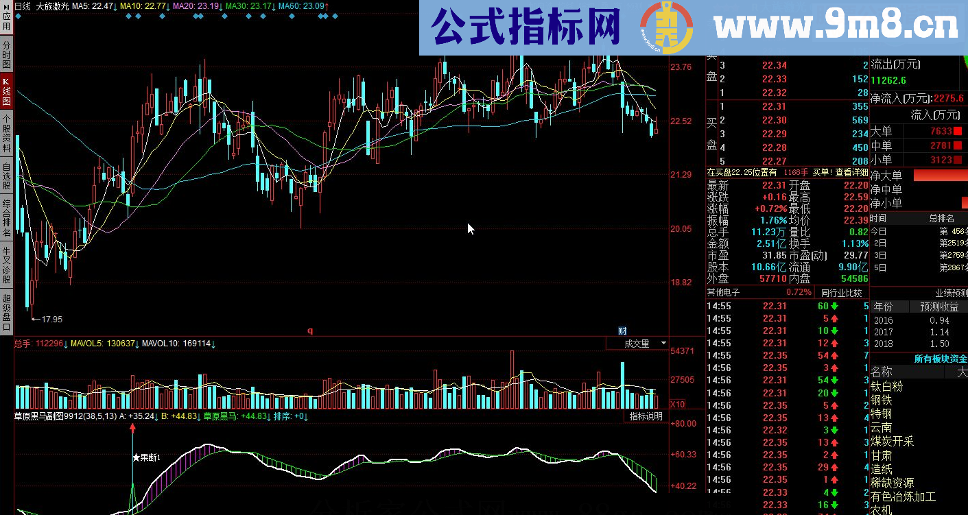 同花顺草原黑马副图源码