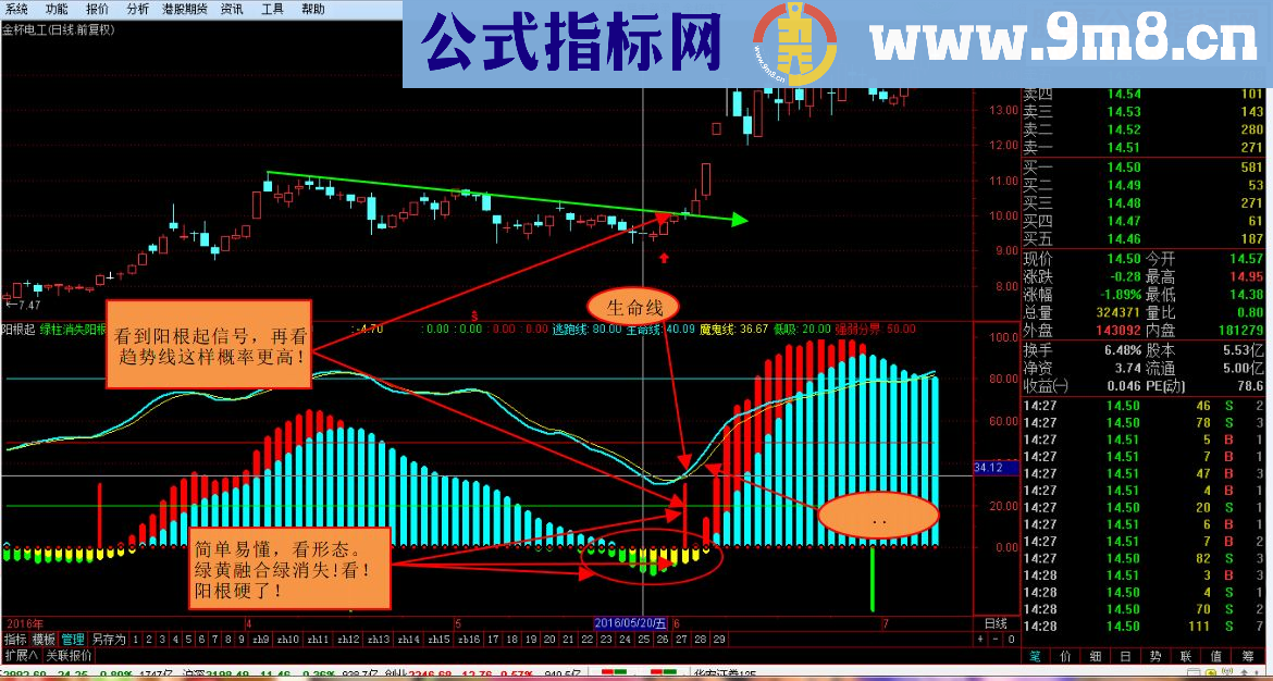 通达信我是高手金牌指标阳根起（源码副图 贴图）