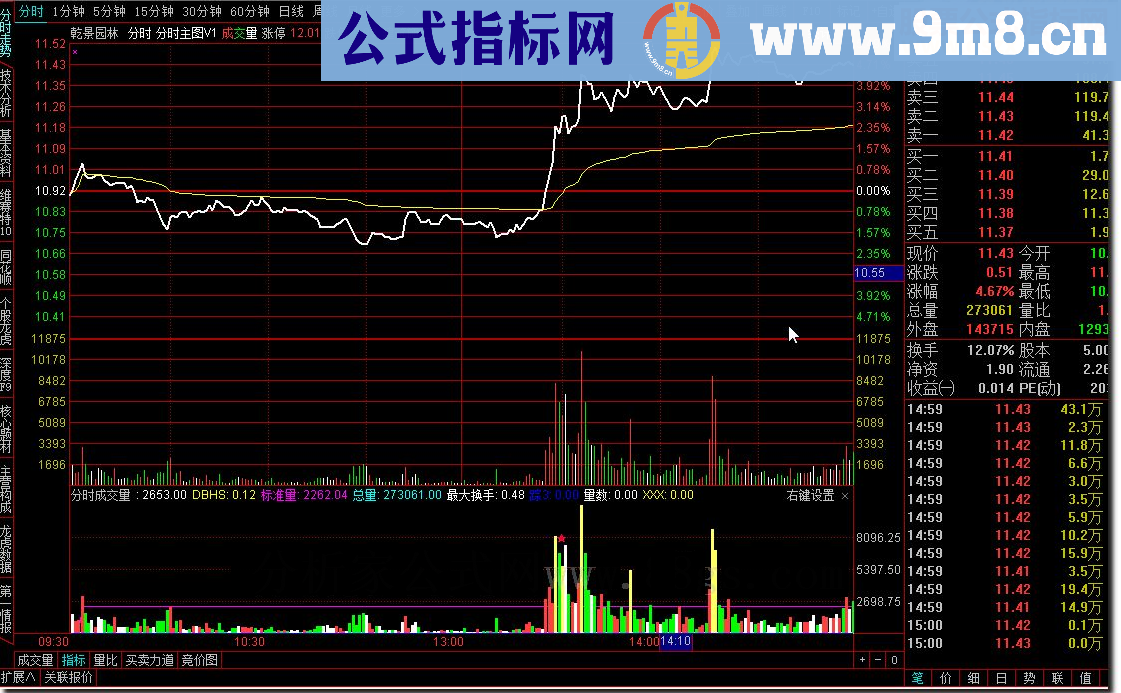 通达信（重发）分时成交量见抓涨停（源码副图）无未来