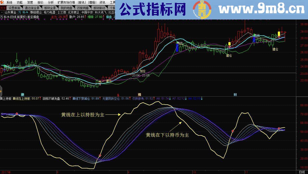 通达信黄上持股（指标 副图贴图）